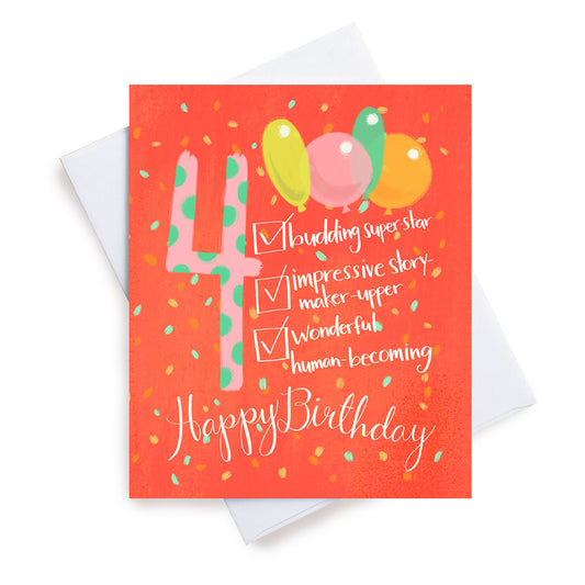 Happy Birthday List Age 4